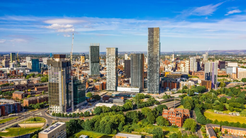 Aerial view of Manchester.