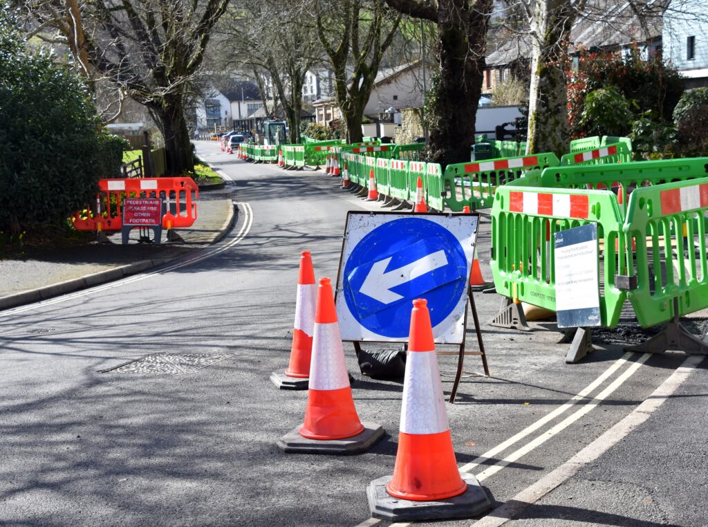 Picture of streetworks in Devon, UK.